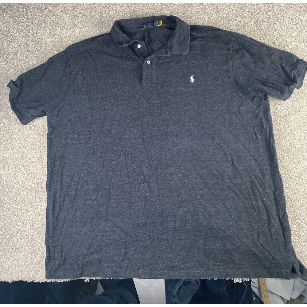 Polo Ralph Lauren Gray Polo Shirt Mens 3XB Silver Pony Cotton Preppy Golf Casual - Picture 4 of 9
